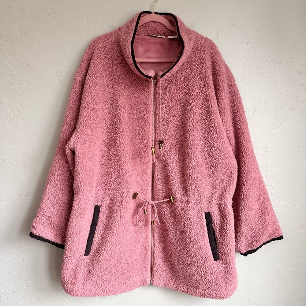 220 Hickory Women’s Cozy Dusty Rose Pink Teddy‎ Sherpa Jacket Coat Size 2XL EUC
